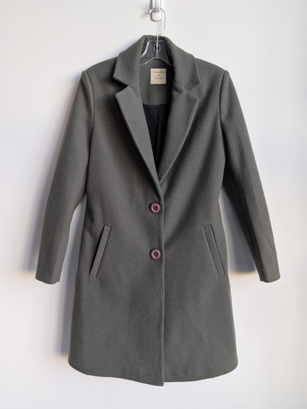 Sage Green Single Breasted Wool-Look Coat | Small